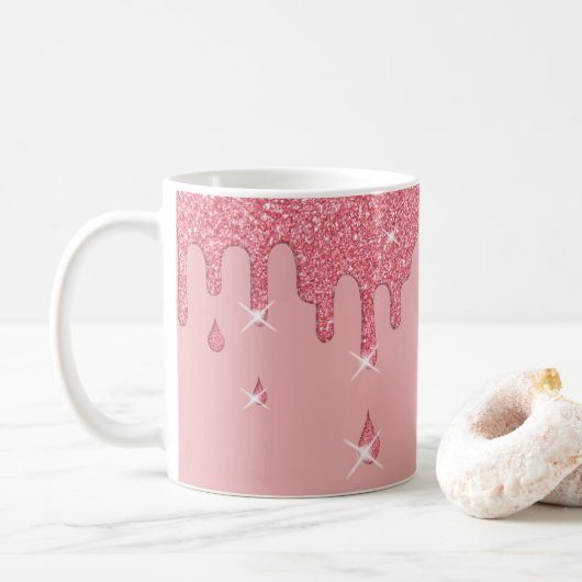 Roze glittereffect & spaarpjes koffiemok (Met donut)