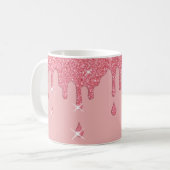 Roze glittereffect & spaarpjes koffiemok (Voorkant links)