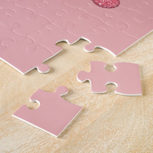 Roze glittereffect & spaarpjes legpuzzel (Zijkant)