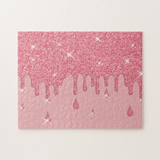 Roze glittereffect & spaarpjes legpuzzel (Horizontaal)