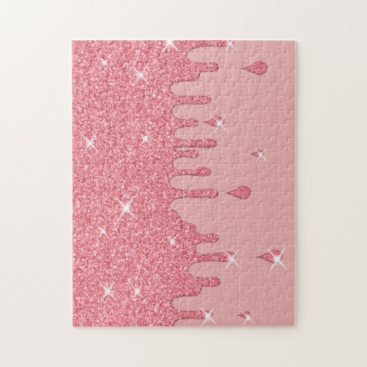 Roze glittereffect & spaarpjes legpuzzel (Verticaal)