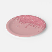 Roze glittereffect & spaarpjes papieren bordje (Gekanteld)