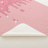 Roze glittereffect & spaarpjes sherpa deken (3/4)