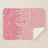 Roze glittereffect & spaarpjes sherpa deken (Voorkant (horizontaal))