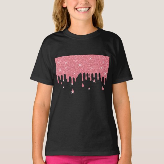 Roze glittereffect & spaarpjes t-shirt (Voorkant)