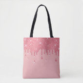 Roze glittereffect & spaarpjes tote bag (Voorkant)