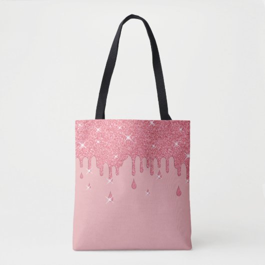 Roze glittereffect & spaarpjes tote bag (Voorkant)