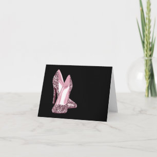 Roze Glitteren Hoge Hak Schoen Bedankt Kaarten