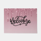 Roze Glitterend Druppelend Welkom Deurmat (Voorkant)