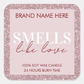 Roze Glitterende Aangepaste Valentijnskaarslabel Vierkante Sticker (Voorkant)