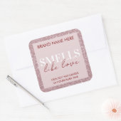 Roze Glitterende Aangepaste Valentijnskaarslabel Vierkante Sticker (Envelop)