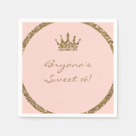 Roze Glitterende Gouden Glitters Schattig 16 Prins Servet