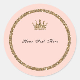 Roze Glitterende Gouden Glitters Zweet 16 Prinsess Ronde Sticker