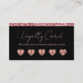 Roze Glitterende Harten Loyaliteit Kaart Visitekaartje (Voorkant)