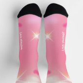 Roze Glitterende Harten Witte Tekst Sokken (Top)