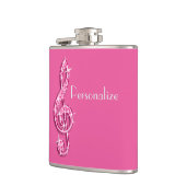 Roze Glitterende Sparkly Muzieknoten Heupfles (Links)