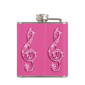 Roze Glitterende Sparkly Muzieknoten Heupfles (Achterkant)