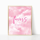 Roze Glitterende Wolken Feest Favor Sign Poster