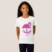 Roze glitterflamingo - aanpasbare tekst t-shirt (Voorkant volledig)