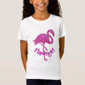 Roze glitterflamingo - aanpasbare tekst t-shirt (Voorkant)