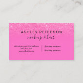 Roze glittergradiënt neon monogram make-up haar visitekaartje (Achterkant)