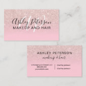 Roze glittergradiënt snoep monogram make-up haar visitekaartje (Voorkant / Achterkant)