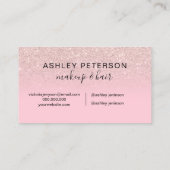 Roze glittergradiënt snoep monogram make-up haar visitekaartje (Achterkant)