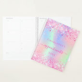 Roze glitterholografische eennaam 2023 planner (Display)