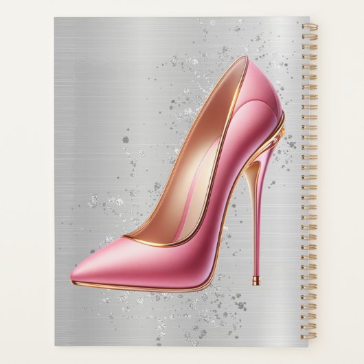  roze glitterij hoge hak schoen | planner (Achterkant)