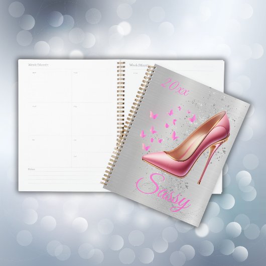roze glitterij hoge hak schoen | planner