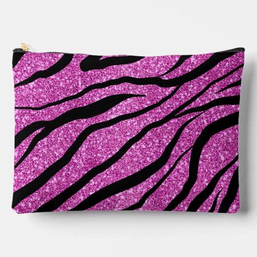 Roze Glitterij Zebra Strepen Patroon Etui (Voorkant)