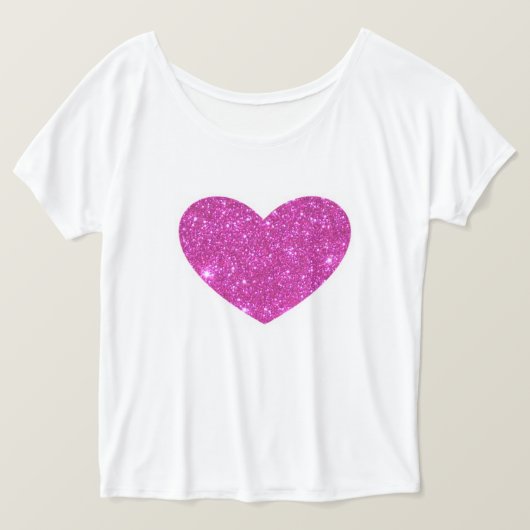 Roze glittering Sparkle Heart Tshirt (Design voorkant)