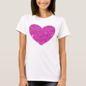 Roze glittering Sparkle Heart Tshirt (Voorkant)