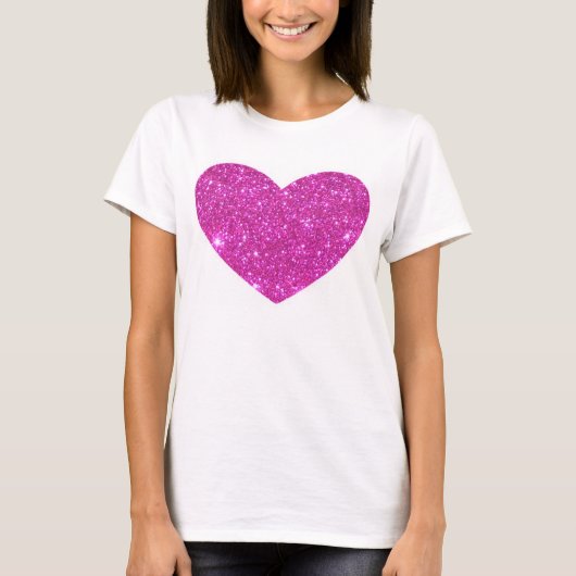 Roze glittering Sparkle Heart Tshirt (Voorkant)