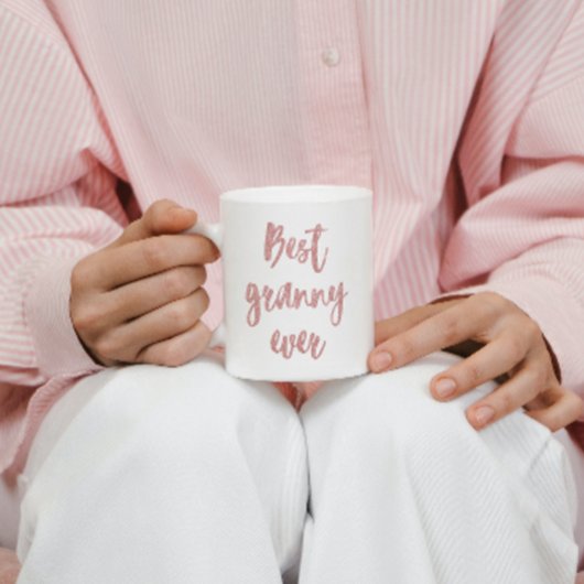 Roze glitterkalligrafie Best Granny Ever Koffiemok