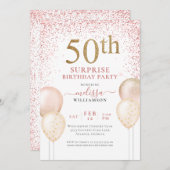 Roze glitterkalligrafie Verrassend 50e verjaardag Kaart (Voorkant / Achterkant)