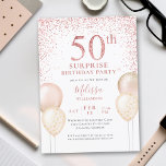 Roze glitterkalligrafie Verrassend 50e verjaardag Kaart<br><div class="desc">Roze kalligrafie Glitter Balloons Elegant Modern Surprise 50th Birthday</div>