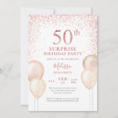 Roze glitterkalligrafie Verrassend 50e verjaardag Kaart (Voorkant)