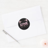 Roze Glitterkat Ronde Sticker (Envelop)