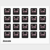 Roze Glitterkat Vierkante Sticker (Vel)