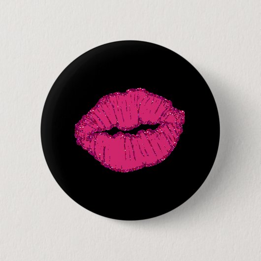 roze glitterlippen ronde button 5,7 cm (Voorkant)