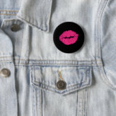 roze glitterlippen ronde button 5,7 cm (In situ)