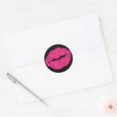 roze glitterlippen ronde sticker (Envelop)