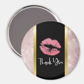 Roze glitterlips en Roos Gold Leaders Hartelijk da Magneet (Voorkant / Achterkant)