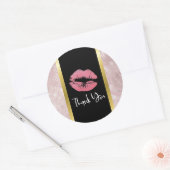 Roze glitterlips en Roos Gold Leaders Hartelijk da Ronde Sticker (Envelop)