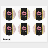 Roze glitterlips en Roos Gold Leaders Hartelijk da Ronde Sticker (Vel)