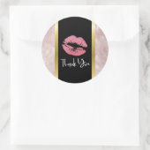 Roze glitterlips en Roos Gold Leaders Hartelijk da Ronde Sticker (Tas)