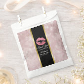 Roze glitterlips en Roos Gold tropische bladeren Bedankzakje (Geknipt)