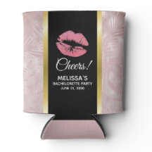 Roze glitterlips en Roos Gold tropische bladeren