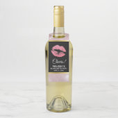 Roze glitterlips en Roos Gold tropische bladeren Flessenhanger (Op fles)